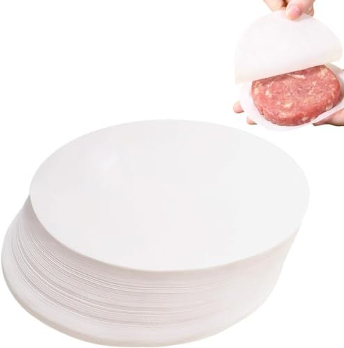 Burgerscheiben 500Pcs- Antihaft Backpapier Rund 10cm für Burgerpressen - Hitzebeständig bis 450°C - Wiederverwendbare Scheiben Grillen, Backen & Fleischtrennen - Lebensmittelecht & Spülmaschinenfest