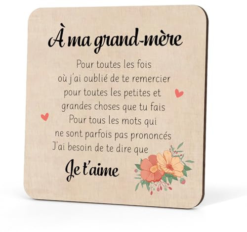 Cadeau Fete des Grand Mere Dessous De Tasse en Bois Cadeau Mamie Cadeaux Grand Mere Cadeaux Fête des Mère pour Mamies Anniversaire Retraite Noel pour Grands-Parents Bonne Fête Mamie Femme