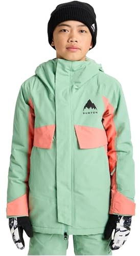 Burton Kids’ Ascutney 2-Layer Insulated Jacket – Waterproof Winter Coat with Room to Grow System – Soft Sage/Peach Echo, L