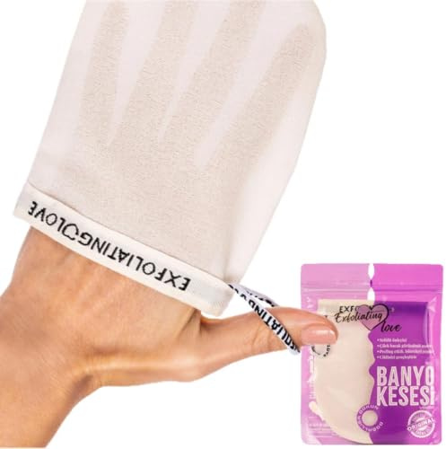 Exfoliating Love Körper- und Gesichtsreinigungs- und Peeling-Handschuhe, sanftes Peeling mit künstlichem Bräunungsentferner, Hammam & Spa Kese, sanft zu Ihrer Haut, für fettige Hauttypen