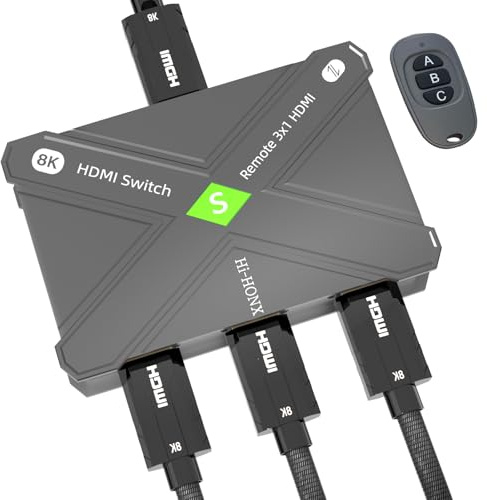 8K High-Definition-Fernschalter - HDMI 2.1-Umschalter 1 in 3 Out & 3 in 1 Out, bidirektionaler Umschalter, unterstützt 8K@60Hz / 4K@120Hz, kompatibel mit Xbox, PS5/4/3, Fire Stick