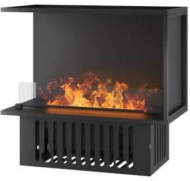 Caminetto a Vapore Acqueo da Incasso Corner L800 con Fiamma Multicolore, Effetto 3D e Controllo App, Serbatoio 1.2l - 80cm