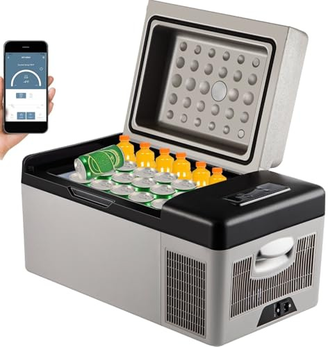 ZHIMAI 20L Kompressor Kühlschränke, Auto-Kühlbox mit APP Steuerung, 12/24V DC 100-240V AC Kühlschrank -20 ℃ bis 20 ℃, tragbarer Kühlschrank für Camping, Reisen, Lastkraftwage, Boot