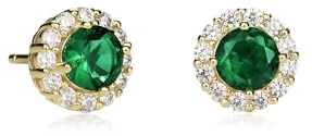 Diamond Treats Strahlenkranz-Ohrstecker aus 925 Sterling Silber mit Cubic Zirkonia in Weiß, Blau, Grün, und Rot, massive Silber runde Ohrstecker für Damen