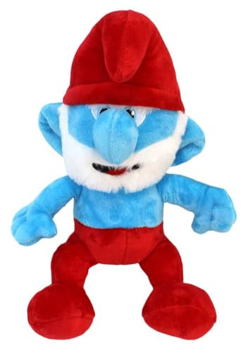 BEMIRO Kuscheltier ca. 32 cm – blau-weißes Plüschtier im Comic-Stil – mit gestickten Augen – weich & kindgerecht – Stofftier für Kinder ab 3 Jahren – ideal zum Kuscheln & Verschenken (Papa Schlumpf)