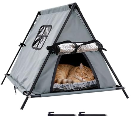 Niche pour chats d'extérieur - Abri chaud surélevé et imperméable pour jardin, balcon, terrasse, véranda, intérieur et extérieur, abri d'hiver pour animaux de compagnie