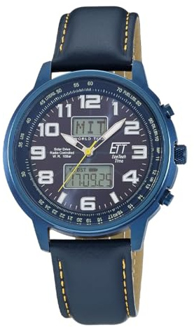 ETT Eco Tech Time Funk Solar Herren Uhr Analog mit Leder Armband EGS-11734-32L