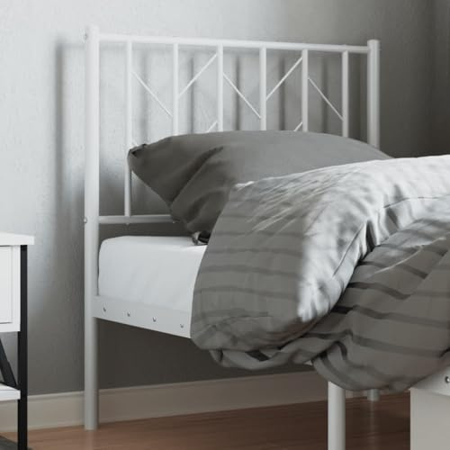 YuuSsea White Metal Headboard for 75 cm Bed Frame, Steel Construction, Modern Design, Sturdy Support for Reading and TV Viewing, Easy Assembly