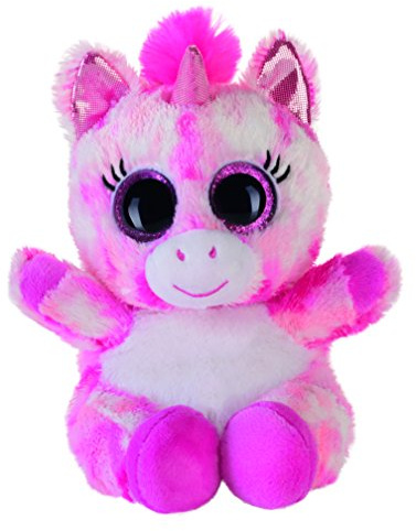 Bauer Spielwaren Blickfänger Glitter Lashy Einhorn: Kuscheltier aus hochwertigem Plüsch, mit Glitzeraugen, ideal auch als Handy-Halter, waschbar, 15 cm, pink (14230)