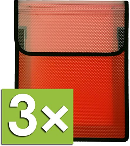 VELOFLEX Heftbox Velobag Ordnungsmappe A4, Klettverschluss (Rot, 3X Heftebox)