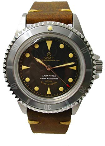 Walter Mitt Royal Marine Taucher Edelstahl Automatik Miyota Schwarz Silber Braun Leder Unisex Uhr