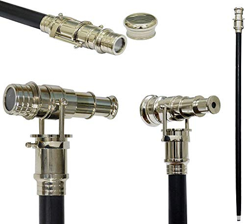 Nautischer Teleskopstock, indisch, dreifach gefaltet, aus Holz, robust und schön