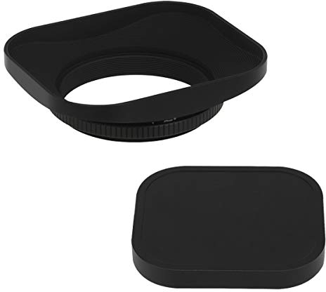 Haoge LH-B46T 46mm Metall Rechteckig Einschrauben Sonnenblende Gegenlichtblende mit Kappe für 46mm Canon Nikon Leica Leitz Zeiss Voigtländer Fujifilm Kamera Objektiv mit 46mm Filtergewinde Schwarz
