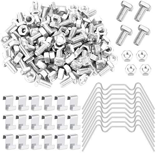 240 Pcs Greenhouse Glass Clips, Greenhouse Repair Kit, Greenhouse Window Clips Glass Pane Fixings Clips, 60 Pcs Glazing W Wire Clips, 60Pcs Overlap Z Clips, 60 Pcs Aluminium Greenhouse Nuts and Bolts