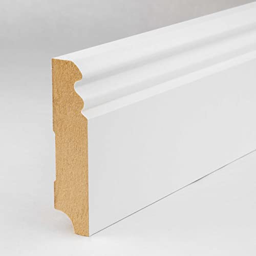 PROVISTON | Sockelleisten | Berliner Profil | 19 x 80 x 2500 mm | MDF Foliert | Weiß | Lackierfähig | Hamburger Leiste | 1 Stück
