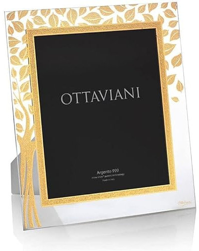 Ottaviani Portafoto della Collezione Albero della vita in Cristallo e foglia oro Tecnologia Silver Foil cm 20x25