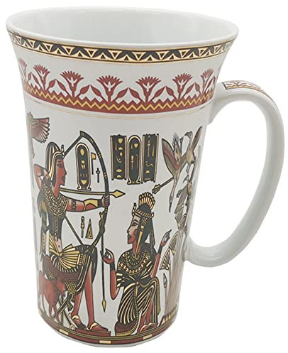 Taza de café grande de porcelana de cerámica del antiguo Egipto Príncipe Dioses Decoración Tema Taza Regalos Café Restaurante Hotel Hogar Refrigerador Lavavajillas Horno Microondas 550ml (Blanco y