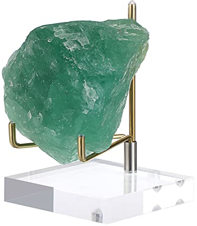 BTSKY Large Size Adjustable Golden Metal Arm Display Stand Easel with Square Acrylic Base, Display Holder for Geodes Rock Mineral Agate Fossil Coral Coin