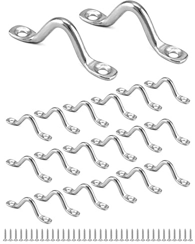 QWORK® 20 Piezas Bucles de Cubierta de Kayak de Acero Inoxidable 304, Placa de Ojo de Kayak, con 40 Tornillos de 4mm, para Canoa de Kayak