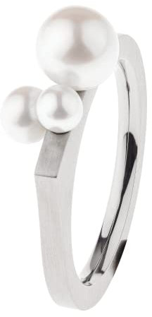 Ernstes Design Ring R716 Edelstahl mit Perlen weiss