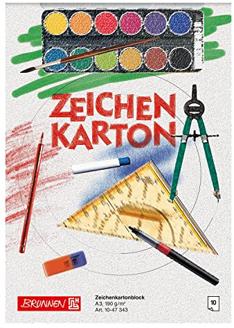 NEU BRUNNEN Zeichenkarton-Block DIN A3, 190g, 10 Blatt kopfverleimt