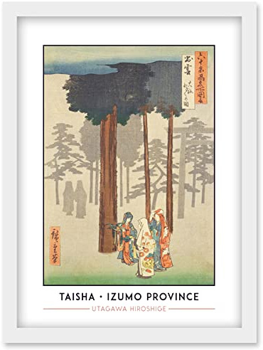 Wee Blue Coo Taisha, Depiction of Hotohoto Izumo Province Utagawa Hiroshige Japanese Woodblock Classic Collection Artwork Framed Wall Art Print A4