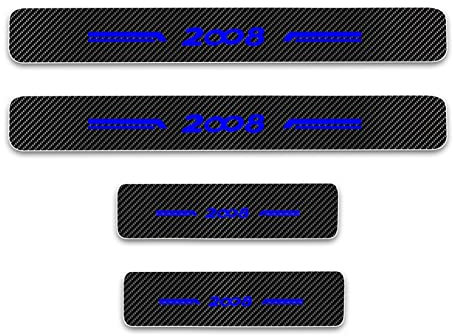 EAGLEG Car Door Sill Protector for Peu-geot 2008 4PCS Car Door Sill Scuff Plate Carbon Fiber Stickers Accessories,Blue