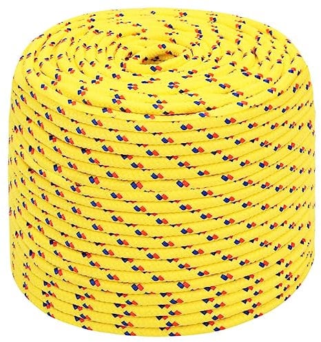vidaXL Polypropylene Boat Rope - Durable and Weather-Resistant Anchor Line Ship Cord, Ideal for Sailing and Yachting, User-Friendly, 6mm Thickness, 50m Length, Yellow