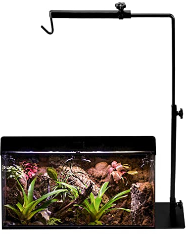 QWORK® Support de Lampe Chauffante Reptile pour Reptiles Tortues Araignées Geckos Lézards, Hauteur Réglable 38-64cm Largeur 20-30cm