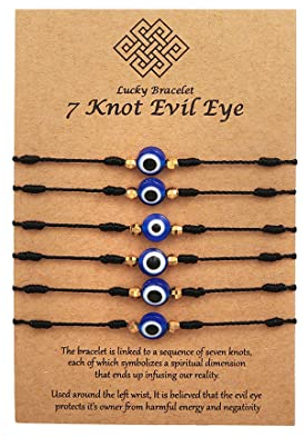 TSLRSA evil eye armband - Evil Eye 7 Knoten Glücksarmbänder Einstellbare Handgemachte Schnur Amulett Schutz Für Frauen Männer und Mädchen (6 Stück)