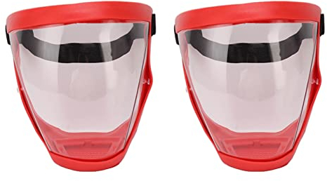 SALALIS 2PCS Super Protective Face Transparent Shield schützender Gesichtsschutz Anti Fog Full Face Safety Shield Unisex All Inclusive Gesichtsschutz mit Abnehmbarem Filter(Erwachsener rot-weiß)