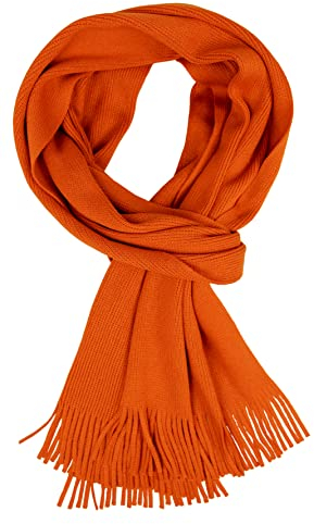 Rotfuchs Strickschal Damenschal Herrenschal uni orange ganzjährig feinstrick Made in Germany