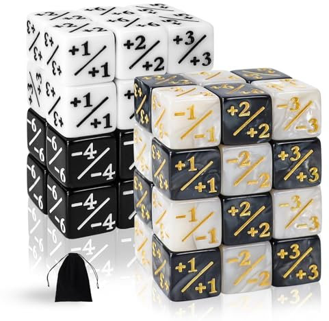 SLAKOZYT 48 Pcs MTG Würfelzähler Token Würfel, Magic The Gathering Glitter Sparkle Würfel, Loyalität Würfel Starry Marble D6 Würfel kompatibel mit CCG, MTG, Card Gaming Accessory