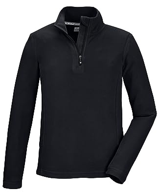 killtec Jungen Fleeceshirt mit Stehkragen und Reißverschluss KSW 184 BYS FLC SHRT, schwarz blau, 140, 40867-000