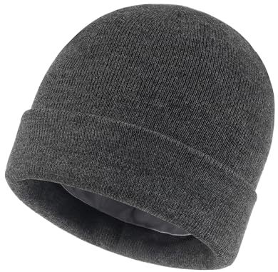 Zylioo XL/XXL Satin Wintermütze Strickmütze,Große Satin Lined Beanie Mütze,Winter Warme Skull Watch Cap
