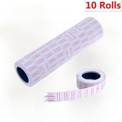 10 Rollen Preisauszeichner-Aufkleber für MX-5500 Preisauszeichner-Aufkleber, 4000 Stück, weiße Preisauszeichner-Etiketten für Einzelhandel, Geschäft, Büro, Organisation, Markierung (white + 2red line)
