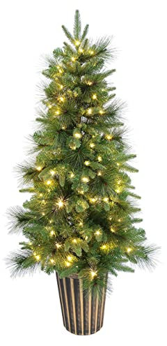 HADWAO 4 Foot National Pine Mix Potted Slim Christmas Tree