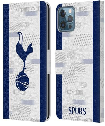 Head Case Designs Officially Licensed Tottenham Hotspur F.C. White 2023/24 Badge Leather Wallet Case Compatible With Apple iPhone 12 / iPhone 12 Pro