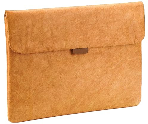 NPUOLS 13.5 Zoll Ultra Leichte Laptoptasche Hülle für MacBook Air 13 M4 M3 M2 M1, MacBook Pro 13/14 M4 M3 M2 M1, Tyvek Material Papierartig Wasserdicht Langlebig Magnetisches Schutzhülle Sleeve, Braun