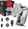 elestyle 5 in 1 Glatzen Rasierer Herren, IPX6 Wasserdichter Rasierer Herren elektrisch, Nass und Trocken Kopfrasierer fur Glatze mit LED und mit 7 Rotierende Scherköpfe, Bart Trimmer Pflege Kit