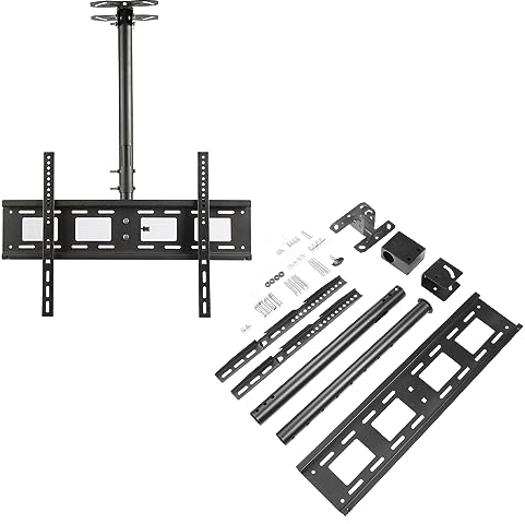 Soporte de Montaje para TV de Techo para TV de 32 a 85 Pulgadas, Soporte para Colgar Ajustable, Giratorio de 360 Grados, Soporta hasta 55 Kg, Soporte para Montaje en Techo y
