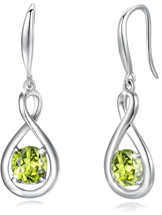 FANCIME Infinity Geburtsstein Ohrringe Hängend für Damen Sterling Silber | vergoldet Unendlichkeit Edelstein Baumelnde Ohrringe feiner Schmuck Weihnachten Jubiläums Geburtstag Geschenke für Frau Mama