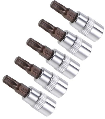 CoCud Embouts de Tournevis Torx, Embout Métrique T30 1/4 Drive 1,5 Long, Douille en Acier Allié S2 Traité Thermiquement Cr-V - (Applications : pour les Fixations), 5 Pièces