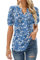 EFFAN Womens Summer Tops Short Sleeve Casual T Shirts Soft Tunic Blouses for Women UK Elegant Blue White Floral M (UK 12-14)