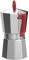 Caffettiera Moka Express, Modello Brillant Kaffettiera con Manico Rosso Antiscottatura, Fino a 6 Tazze, in Alluminio, Caffè Espresso, Non Adatta a Induzione, Argento (4 Tazze)
