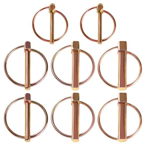 YIXISI 8 Stücke 4.5 / 6 / 8 / 10 mm Klappsplinte Lynch Pin Set, Runde Klappstecker, Stahl Verzinkt Klappsplint, Sicherheits Klappstecker, für Boot, Anhänger, Traktor, Trolley, Rasenmäher