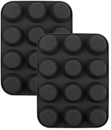 YXHZVON 2 Stück Muffins Backform, Mini Silikon Cupcake Pan Set, 12 Tassen Muffin Form Antihaft-BPA frei für Mini Cupcakes, Brownies, Kuchen, Pudding, 30 x 22 x 3 cm (Schwarz)