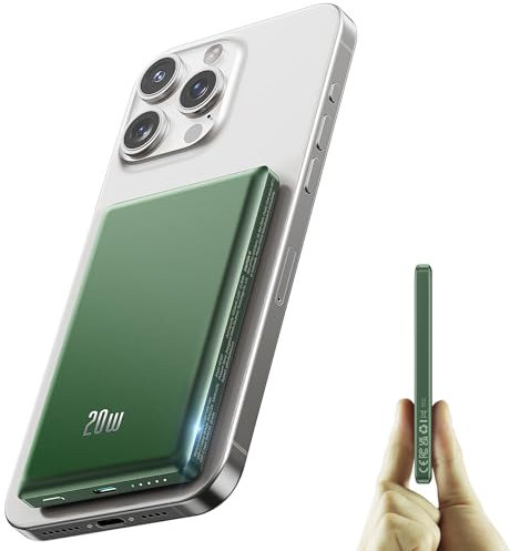 Ntaanoo Magnetische Power Bank Ultra Slim, für Magsafe Powerbank 5000mAh, 20W Schnellladung Akkupack Induktives Laden Kompatibel mit iPhone 16/15/14/13/12/Pro/Plus/Pro Max Series
