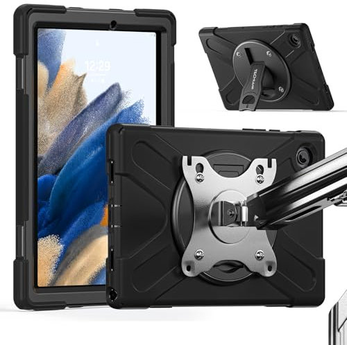 TECHGEAR X-Case with VESA 75x75mm holes for Samsung Galaxy Tab A8 10.5 (SM-X200 / SM-X205) Tough Tablet Case with 360 Stand works with VESA 75mm Wall Desk Table Arm Holder Support Clamp Mounts