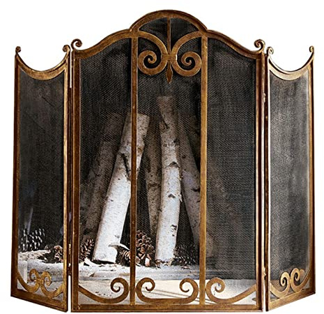 MYVVKIA Pare-feu Pliable, Protection Anti-Incendie pour bébé, écran de cheminée à gaz à 3 Panneaux pour l'intérieur et l'extérieur, Maille en Acier Robuste pour poêle à Bois/poêl